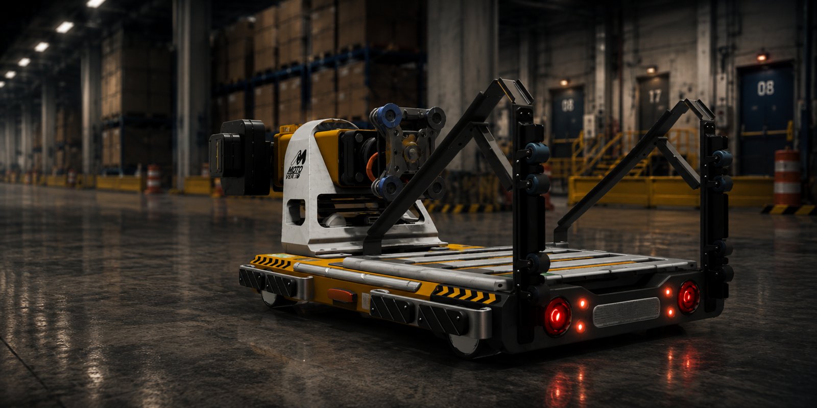 Autonomous guided vehicle on a distribution centre floor